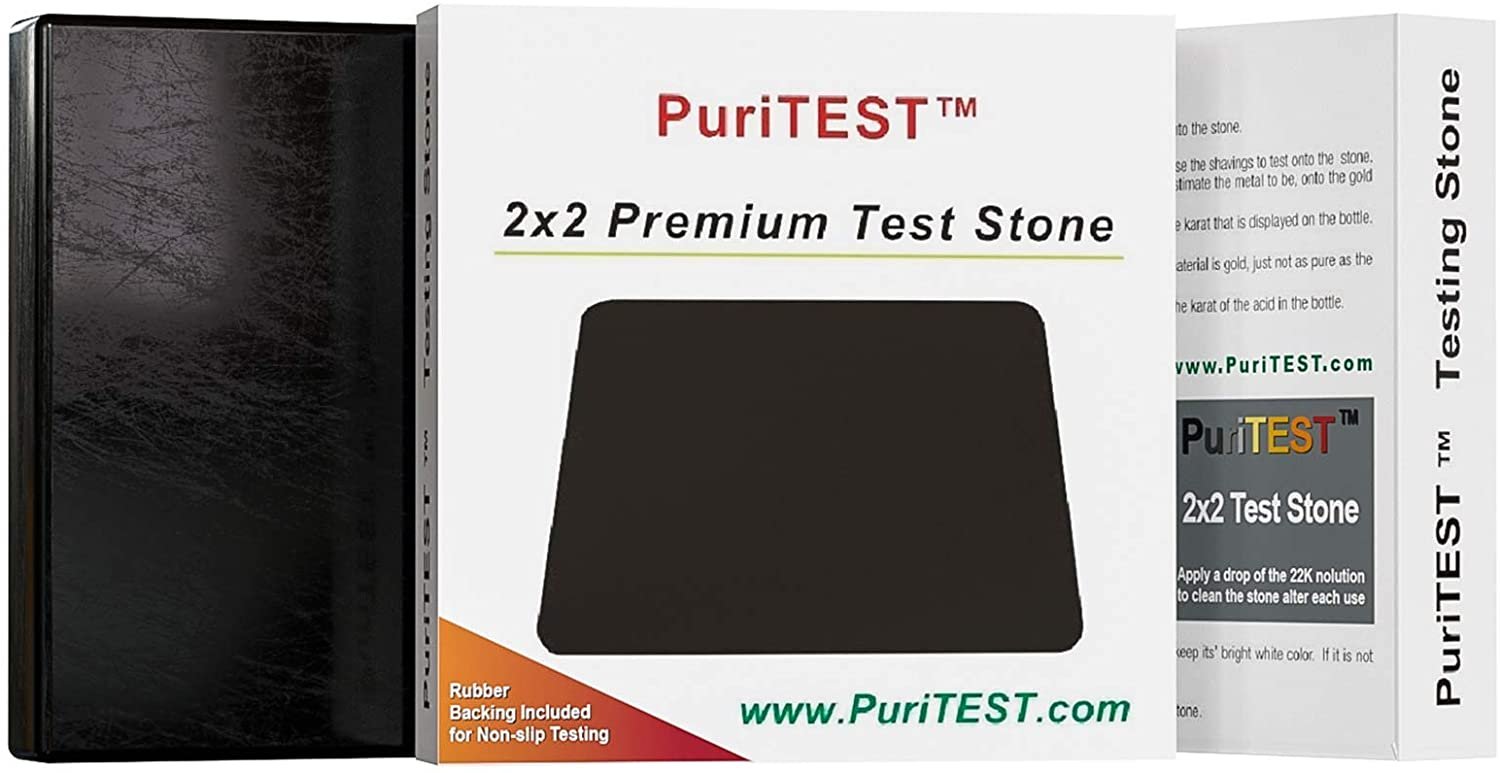 Puritest 4x12 Black Scratch Stone Gold Silver Test Kit 10K 14K 18K 22K 24K Platinum