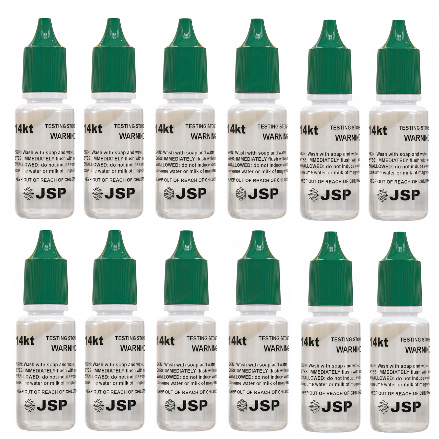 24 JSP Gold Test Bottles - 12 of 10K and 12 of 14K Acid Karat Testing Solution Jewelry Tester for Metals