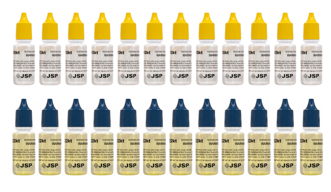 24 JSP Gold Test Bottles - 12 of 10K and 12 of 22K Acid Karat Testing Solution Jewelry Tester for Metals