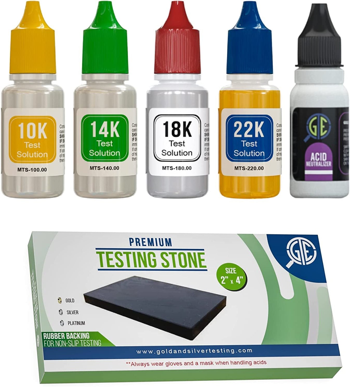 Puritest Gold Jewelry Testing Solutions Kit 10k 14k 18k 22k 24k Scratc Gold Testing Equipment